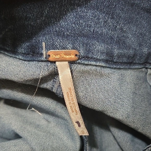 Free People Denim Womens Blue Midi Making Me Crazy Button Fridge Retro Skirt - Picture 11 of 11